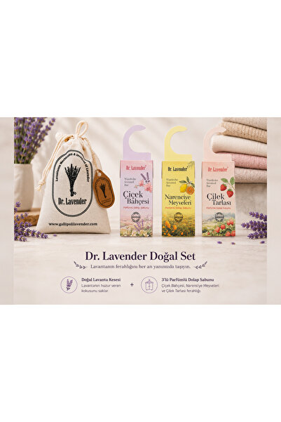 Dr.Lavender 5'li Lavanta Kesesi + Karışık Dolap Sabunu Seti | Gardırop, Çekmece ve Dolap Kokulandırıcı Hediye Seti