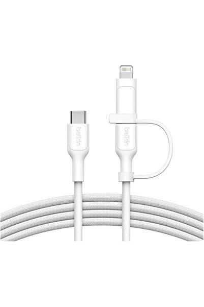 Belkin Limited كابل شحن بيلكن 2 في 1 مع موصل USB-C و Lightning - كابل شحن سري...