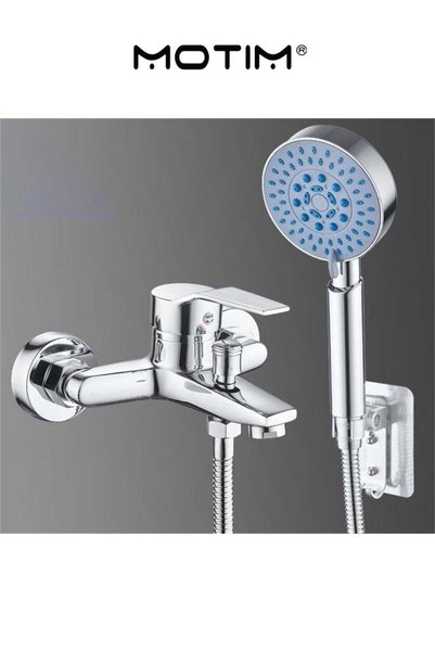MOTIM Bath Mixer Set Bathtub Faucet with Handheld Shower & 1.5M Hose Stainless Steel Wall Mount Bathtub Faucet Single Handle Hot and Cold Water Bathtub Faucet