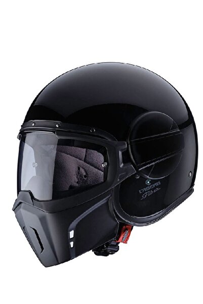 Caberg Jet Ghost Harley Retro Fiber Parlak Siyah Çene Açılır Kask (kalıplar d...