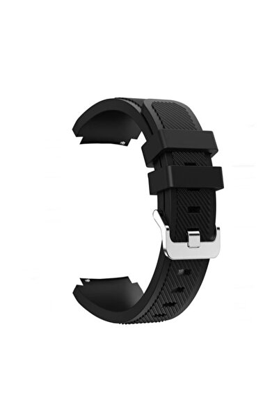 Gpack Tecno Watch 3 Active Kordon Kayış Çizgili Silikon Siyah 22/CZG