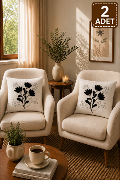 SEVMİŞ HOME 2 Adet Punch Kırlent Kılıfı 43x43 cm – Dekoratif Nakışlı Kırlent ...