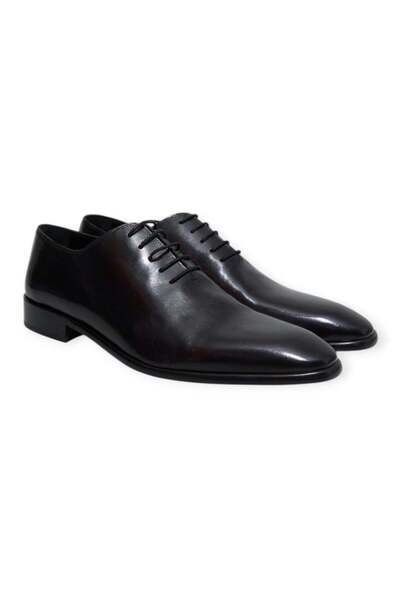 FRANCO CALVANI Black Color Lace-Up Genuine Leather Men's Shoes