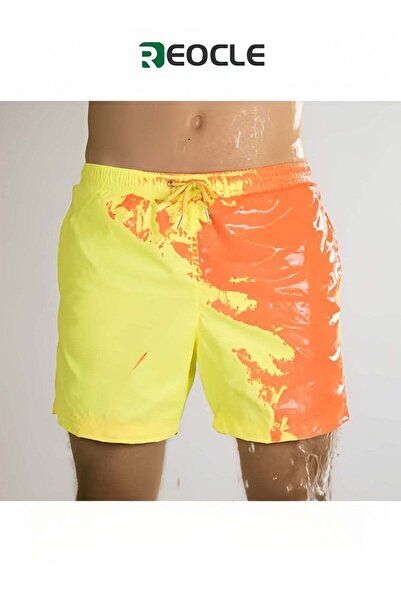 REOCLE Men's Swim Trunks Quick Dry Beach Shorts Temperature Color Changing Sw...