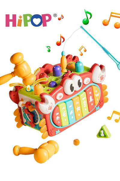 HIPOP 6 in 1 Activity Cube Baby Toys with Turntable,Fishing Games,Shape Sorti...