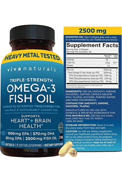 Viva Naturals Omega 3 Dietary Supplement, Pack of 180 Capsules