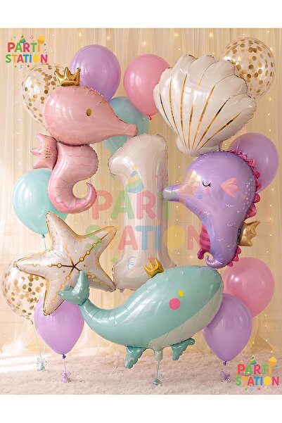 Parti Station Mermaid Concept Balloon Set 1 Year Old - 17 Pieces Extra Large ...
