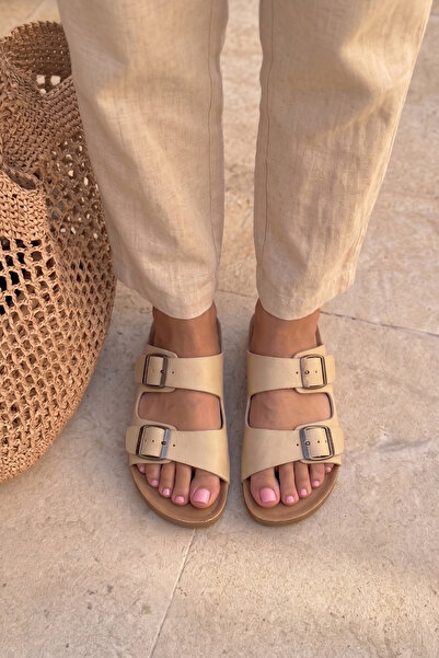 Polomia Comfort Women's Suede Anatomical Comfort Double Strap Buckle Daily Sl...