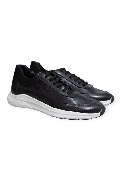FRANCO CALVANI Black Color Lace-Up Genuine Leather Men's Shoes
