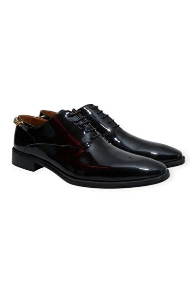 FRANCO CALVANI Black Color Lace-Up Genuine Leather Men's Shoes
