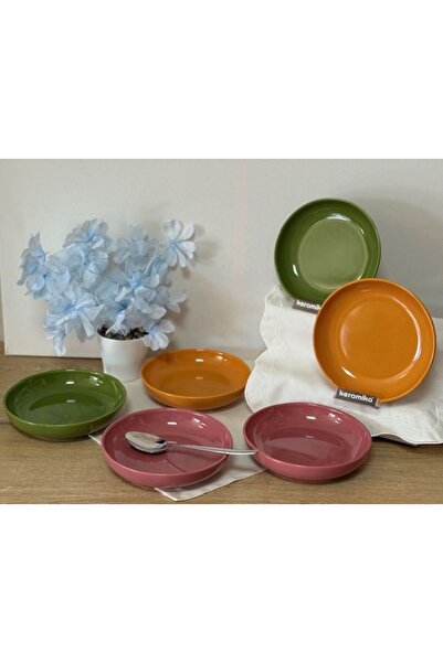 Genel Markalar Keramika 6 Adet 18 cm Renkli Salata / Yemek Tabağı