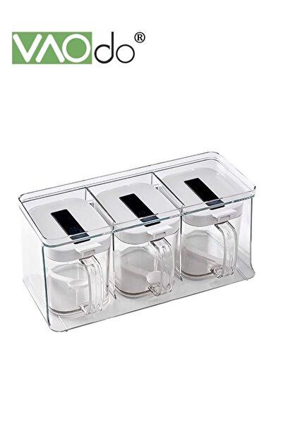 VAODO Kitchen Spice Pots 4 Pieces Clear Seasoning Box, Storage Container Cond...