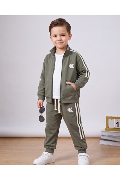 VOY KİDS Boys' Winter 3-Strand Zippered Cardigan and Sweatpants Set for Ages ...