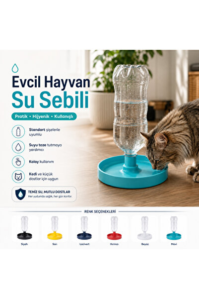 MYE TEKNOLOJİ Kedi Köpek Su Sebili PET Şişe Uyumlu Otomatik Su Kabı Evcil Hay...