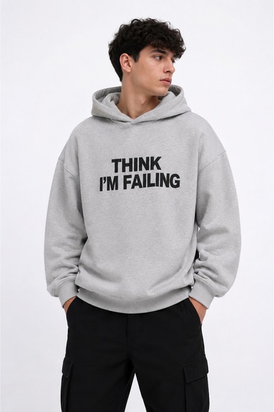 ZAVIXO Oversize Hooded Sweatshirt with Slogan Text Print Long Sleeve Hoodie