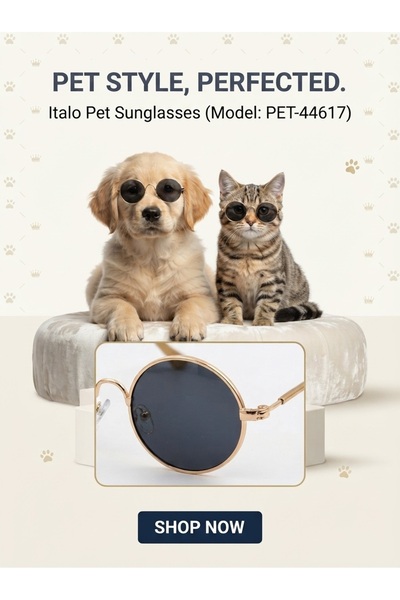 matt Italo Fashionable Pet Sunglasses – Vintage Round Metal Frame Goggles for...