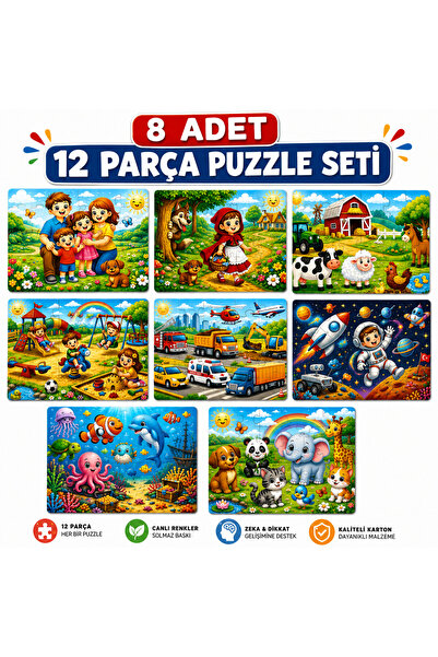 W-Design 8 ADET MEGA SET AHŞAP+EVA Eğitici Bul Tak Montessori Zeka ve Motor Beceri Geliştirici Oyuncak