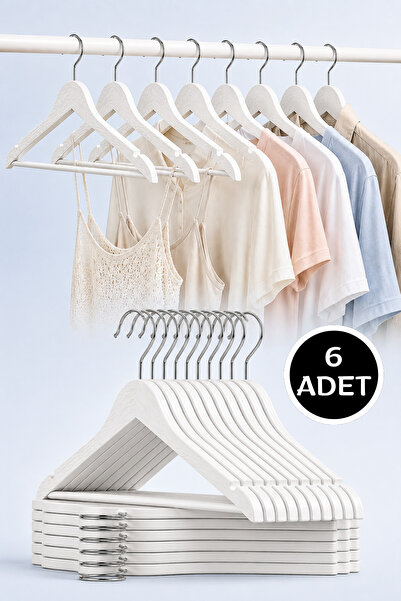 Acar Raf 6-Piece White Wood Look Plastic Clothes Hanger Garment and Clothing ...