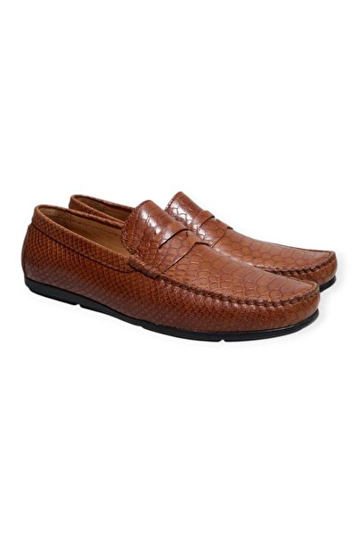 FRANCO CALVANI Tan Color Laceless Genuine Leather Men's Shoes