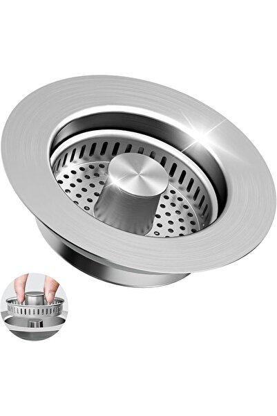 GGV 3-in-1 Kitchen Sink Strainer and Stopper, 304 Stainless Steel Pop-Up Drai...