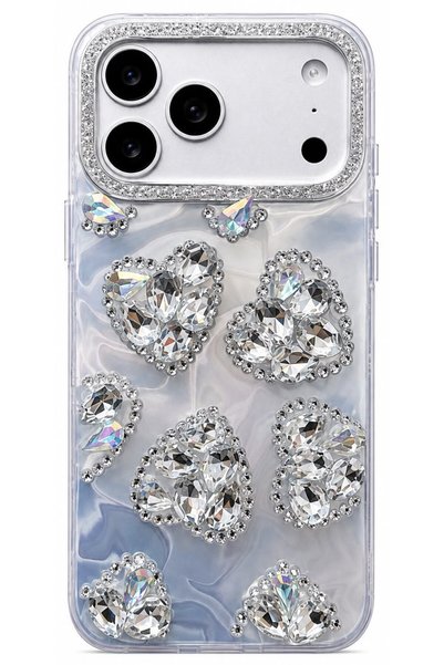 Kılıfsiparis iPhone 17 Pro Compatible Heart Stone Ultra Luxury Phone Case