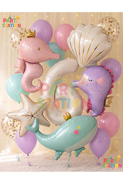 Parti Station Mermaid Concept Balloon Set 6 Years Old - 17 Piece Extra Large ...