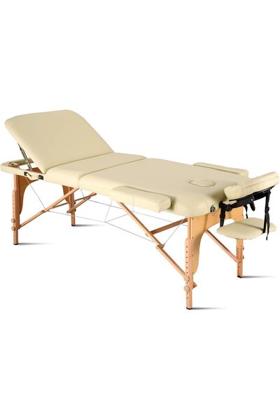 Generic 3 Section Portable Massage Table, Height Adjustable Professional 185 x71 cm Massage Bed Portable Face Spa Bed 3-Piece with Free Wheeled Carry Case, Weight 17.8kg(Table only)