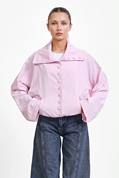 LOKADI Γυναικείο μπουφάν Gabardine με φαρδύ γιακά - Oversize εποχιακό μπουφάν...