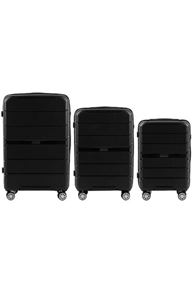 OEM Set de 3 valize, Wings, Polipropilenă, 103 L, Negru