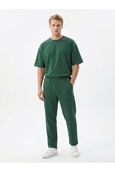 ZAVIXO Set de pantaloni și tricou oversize pentru bărbați, cu două fire, croi...
