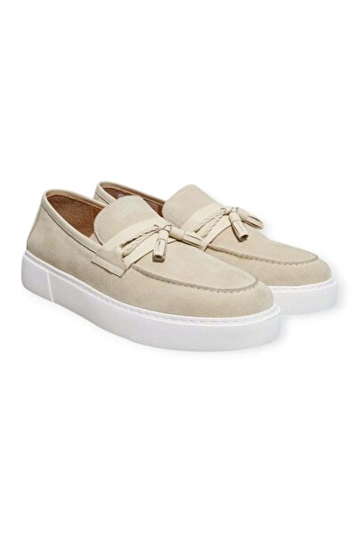 FRANCO CALVANI Beige Color Laceless Genuine Leather Men's Shoes