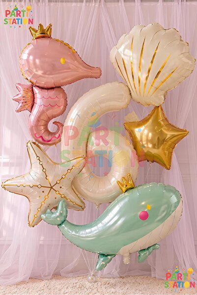 Parti Station Mermaid Themed Balloon Set for 6 Years Old - 6 Pieces Extra Lar...