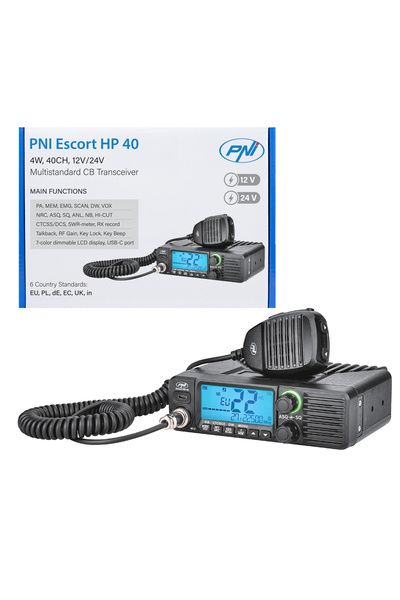 PNI Statie radio CB Escort HP 40 multistandard, 4W, AM, FM, 12-24V, ASQ, RF Gain