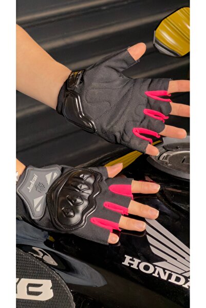 SULAITE PEMBE MOTOSİKLET ELDİVENİ PARMAKSIZ YARIM SERTİFİKALI JK-P