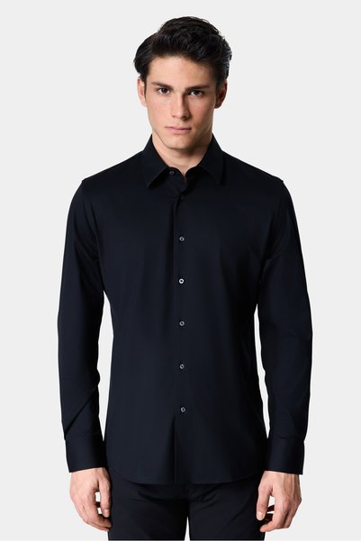 Damat Slim Fit Siyah Gabardin Non-Iron Gömlek