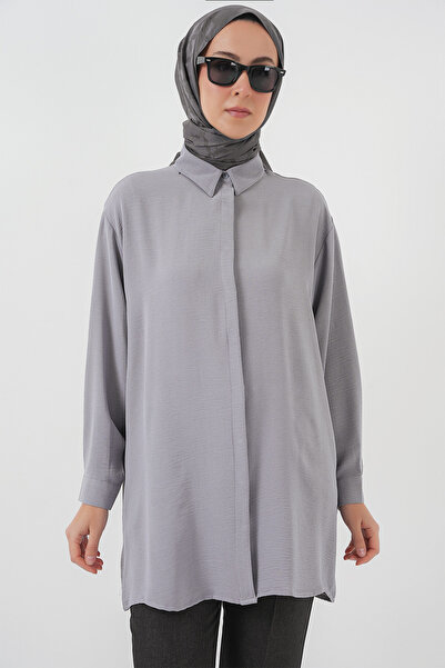 Merterium Women's Long Shirt Tunic 1489 - Gray