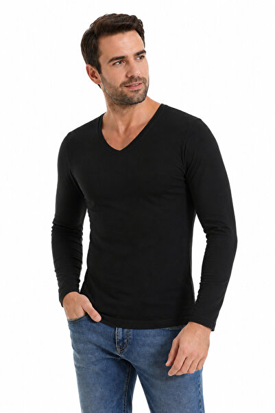 Quatarze YILDIZ ÇAMAŞIR Tricou Premium Modal pentru bărbați cu decolteu în V