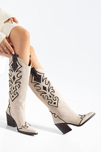 MS SUGAR SHOES Women's Western Cowboy Boots with Pointed Toe, Appliqué Detail...