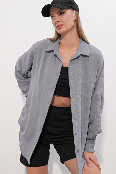 Merterium Women's Aerobin Oversize Shirt 1559 - Gray