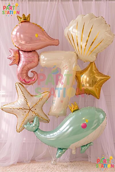 Parti Station Mermaid Themed Balloon Set for 7 Years Old - 6 Pieces Extra Lar...