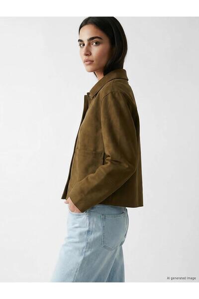 LC Waikiki Shirt Collar Suede Look Women's Jacket (W6)