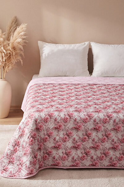 Rivaİstanbul Gülpembe 5D Multi-Purpose Single Printed Pique & Bedspread 160X2...