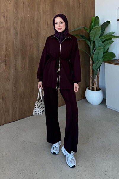 Şule Giyim Maren Biyeli Suit Burgundy
