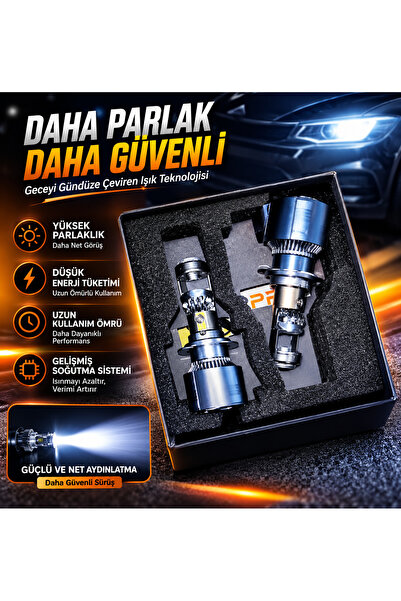 FORTİCO H7 Mercek LED Xenon Far Ampulü 40W 16.000 Lümen 6000K Beyaz Işık Fanl...