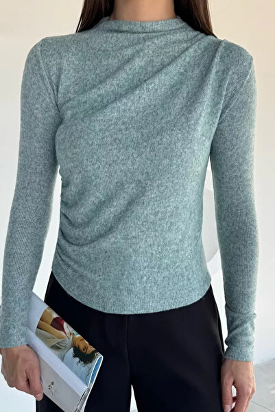 TOZLU Women's Shoulder and Side Gathered Blouse