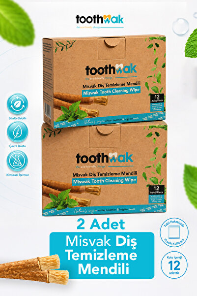 Toothwak 12 Pack Dental Cleaning Wipes - Dental Cleaning Wipes Containing Nat...