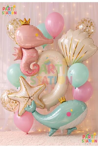Parti Station Mermaid Concept Balloon Set 9 Years Old - 15 Piece Extra Large ...