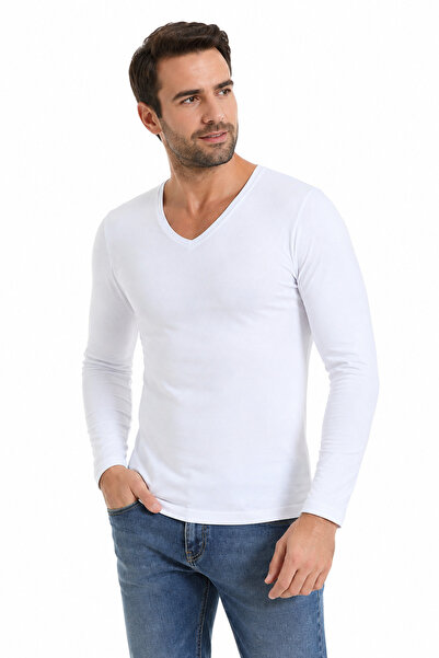 Quatarze YILDIZ ÇAMAŞIR Tricou Premium Modal pentru bărbați cu decolteu în V