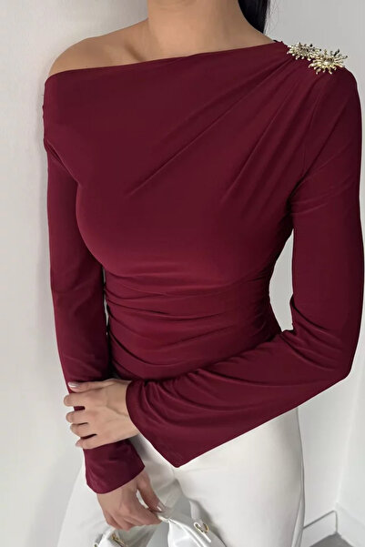 TOZLU Women's Waist Gathered Blouse with Sun Accessories