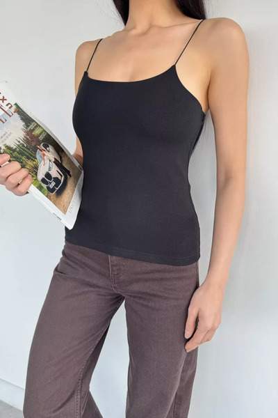 TOZLU Women's Rope Strap Lycra Crop Top Blouse